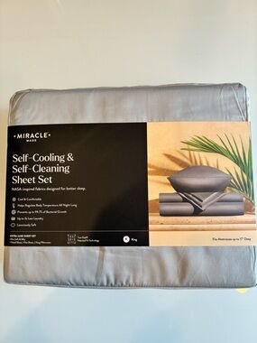 NEW! Miracle Made Sateen Sheet Set - Light Gray King Size